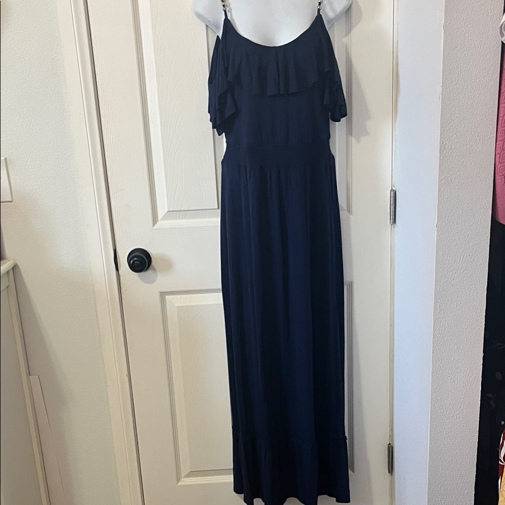Michael Kors Elegant Navy Blue Maxi Dress sz S